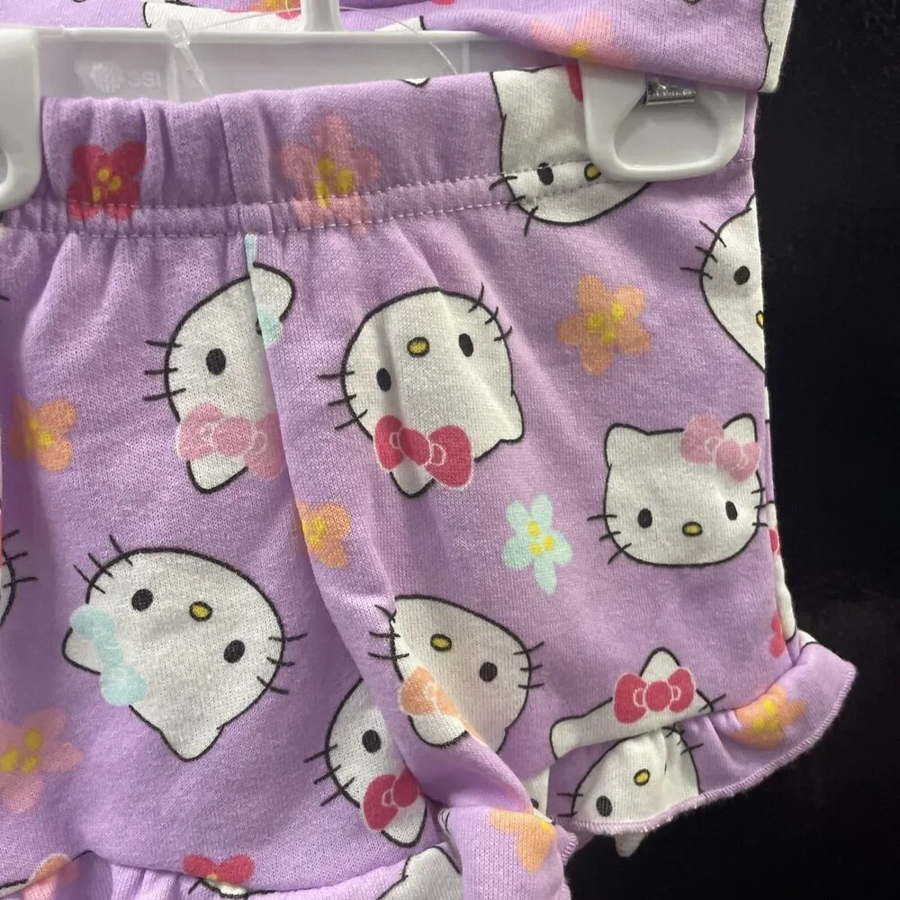 Hello Kitty 2 Piece Kids Sets Summer Shorts/top Purple Size 12 months
